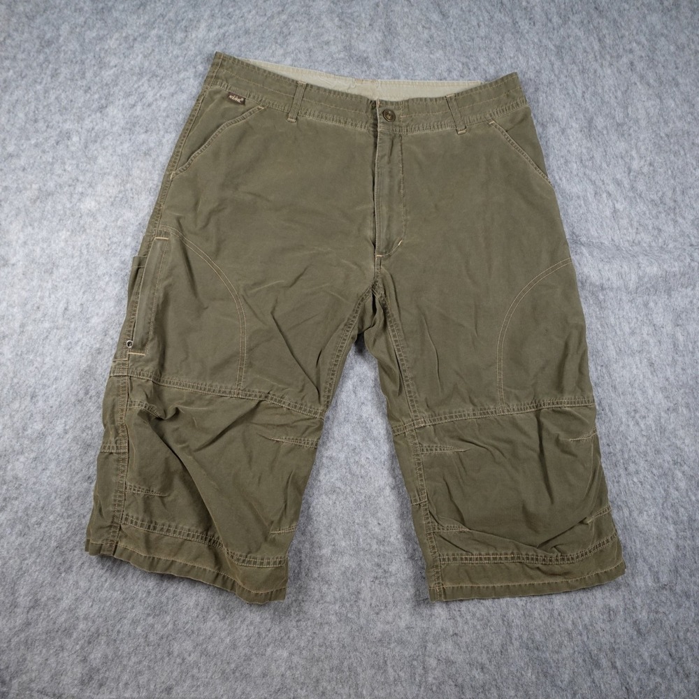 Kuhl Shorts Mens 34 Green KuhlDry Cargo Hiking Outdoor Utility Lightweight Trail